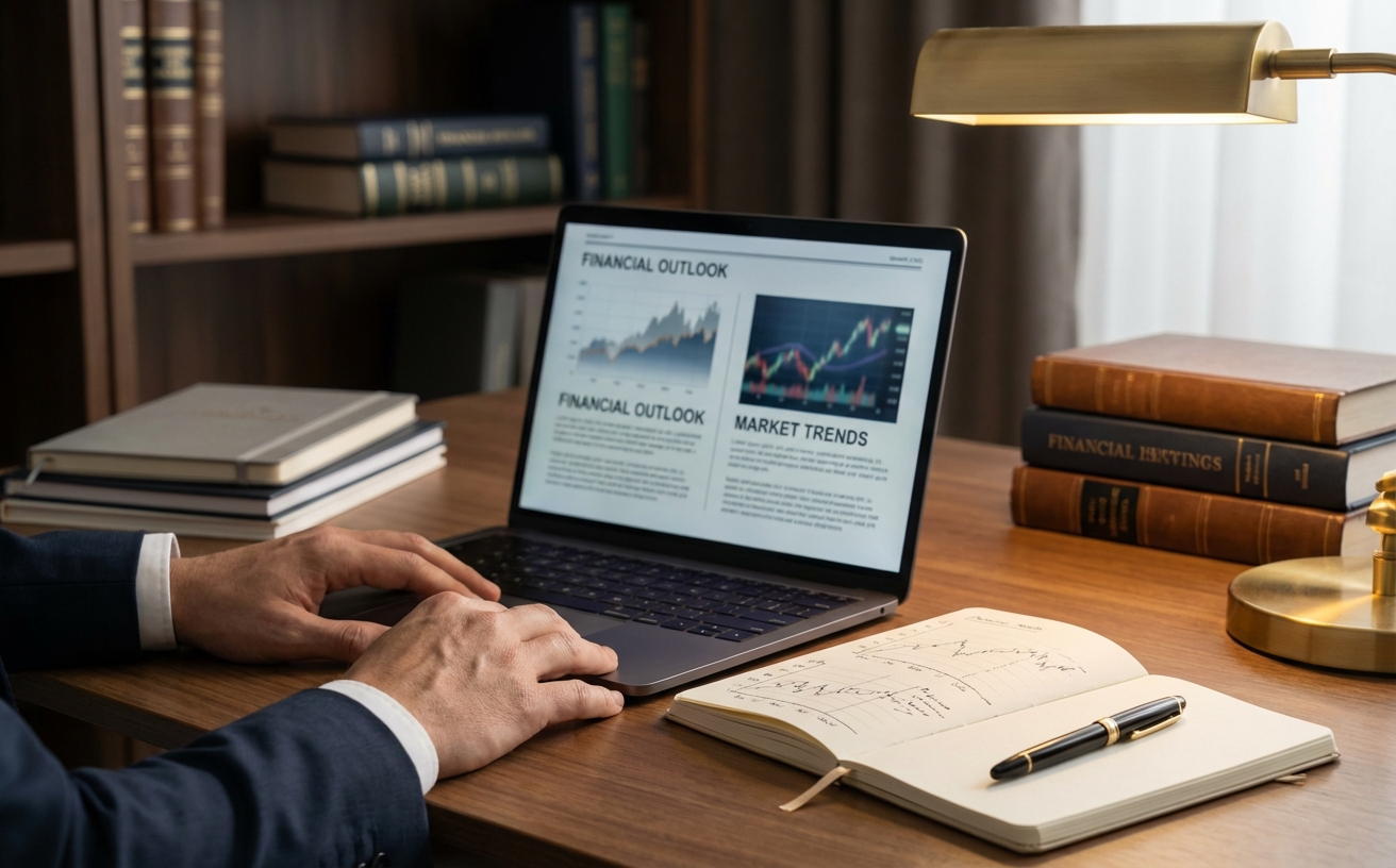 Financial insights and market analysis editorial workspace