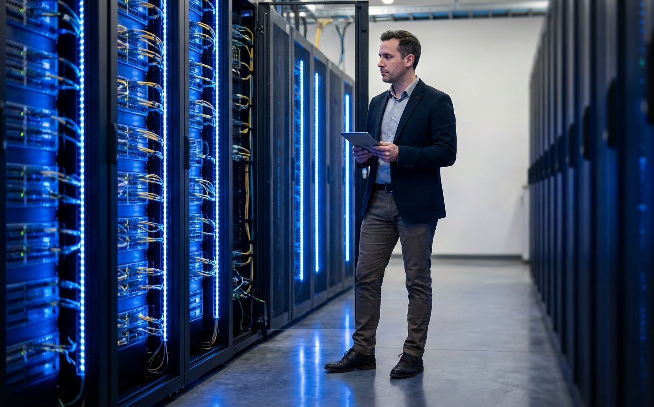 High-performance financial data center with server infrastructure