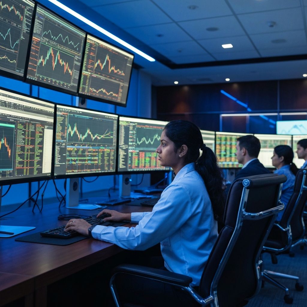 Professional trading screens showing global market data